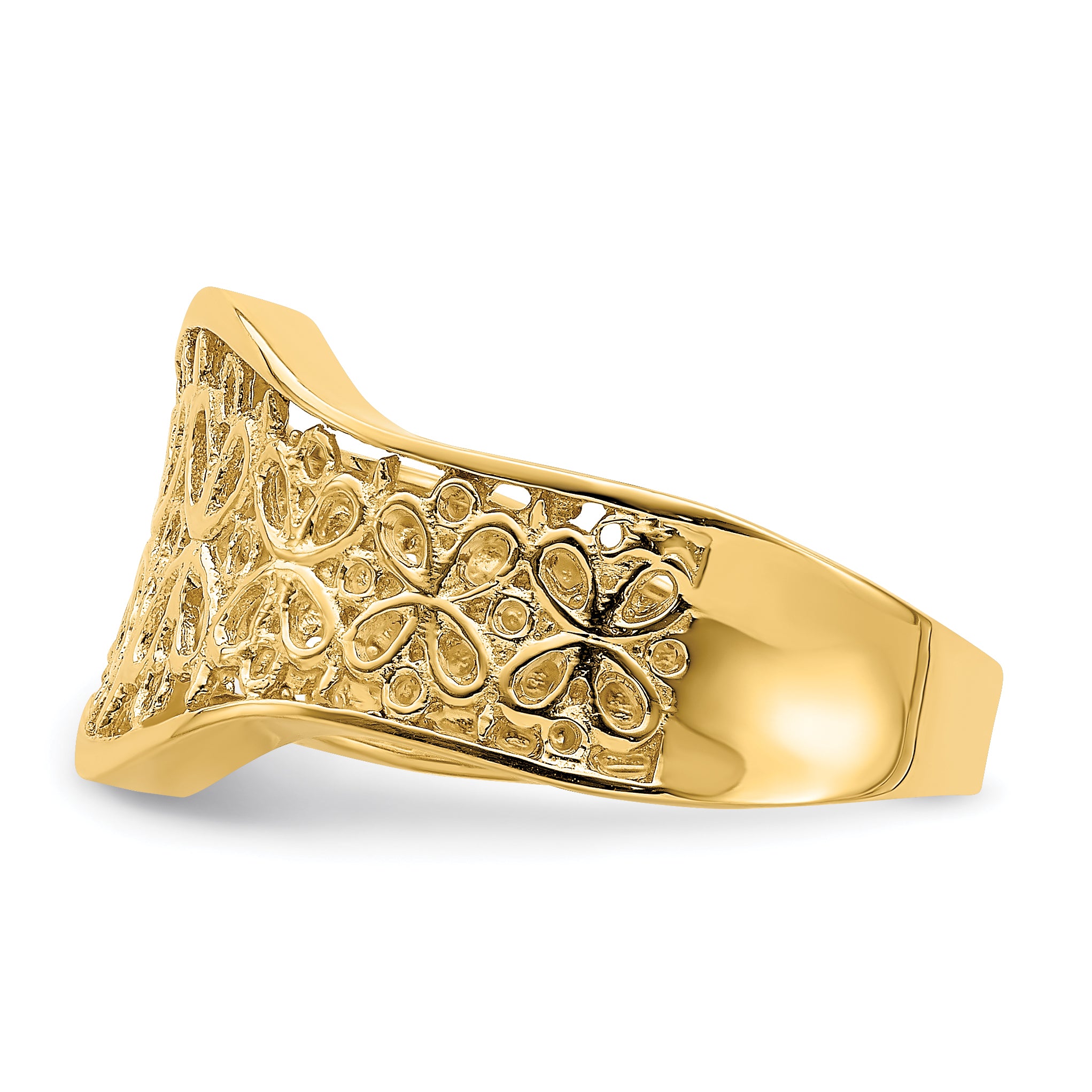 14k Cut-Out Pattern Scalloped Edge Ring