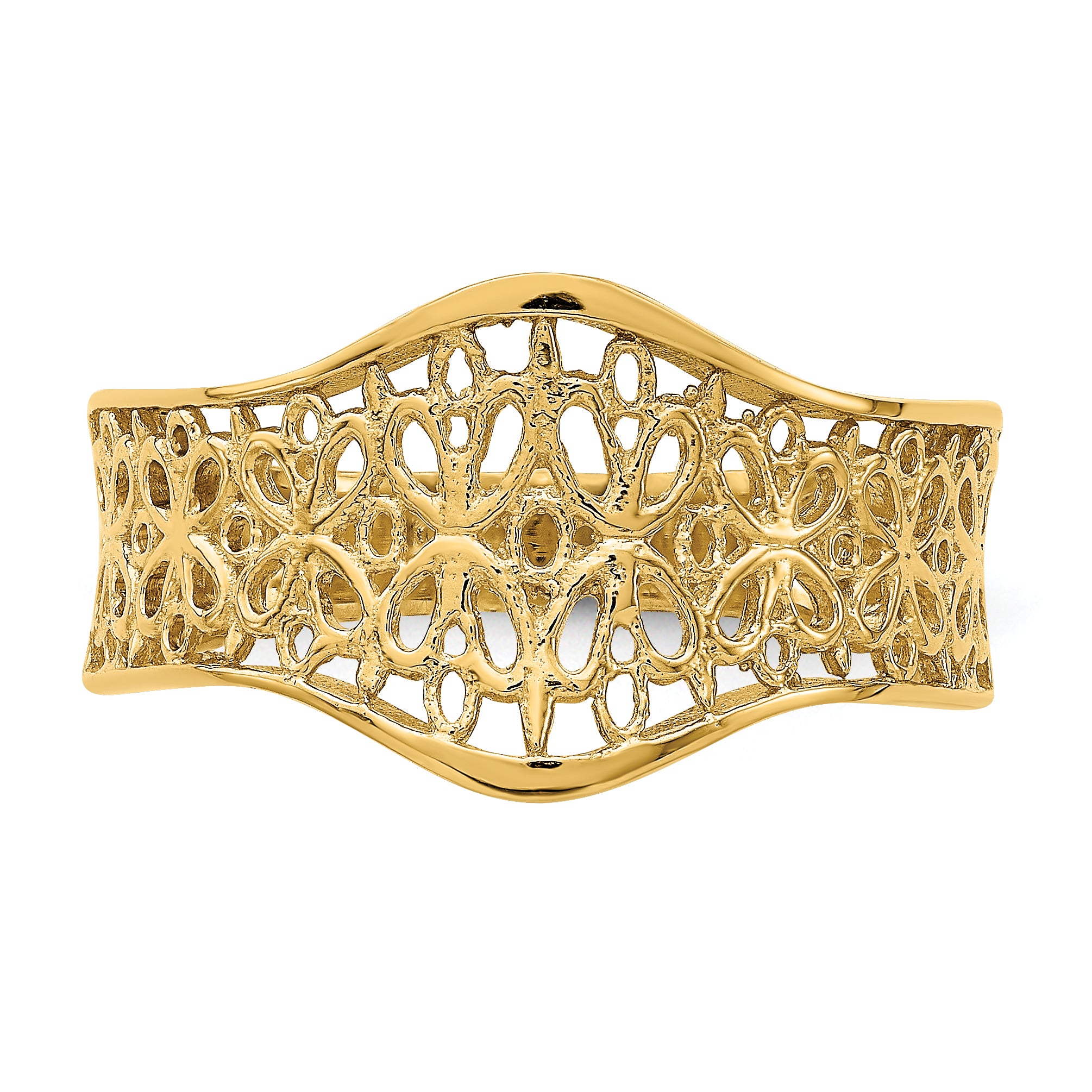 14k Cut-Out Pattern Scalloped Edge Ring