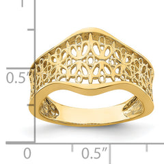 14k Cut-Out Pattern Scalloped Edge Ring