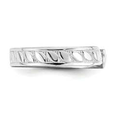 14k White Gold Adjustable Leaf Engraved Design Toe Ring