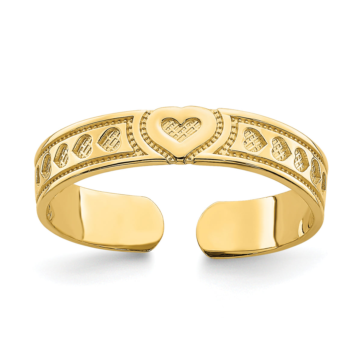 14k Engraved Heart Design Adjustable Toe Ring