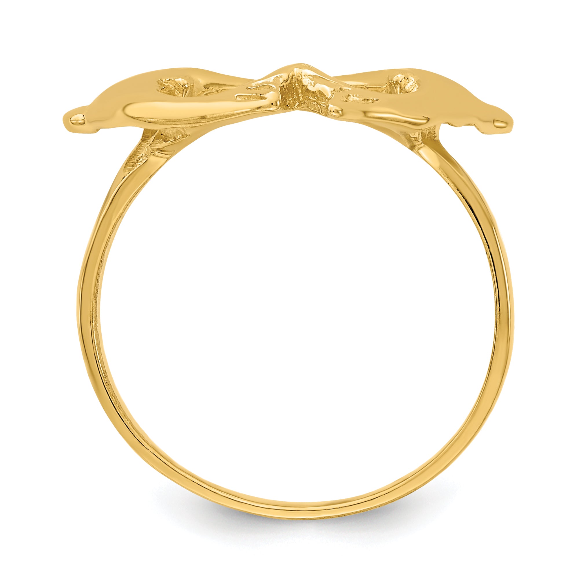 14k Polished Dolphins Heart Ring