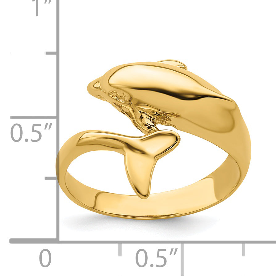 14k Polished Dolphin Ring