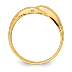 14k Polished Double Dolphin Ring