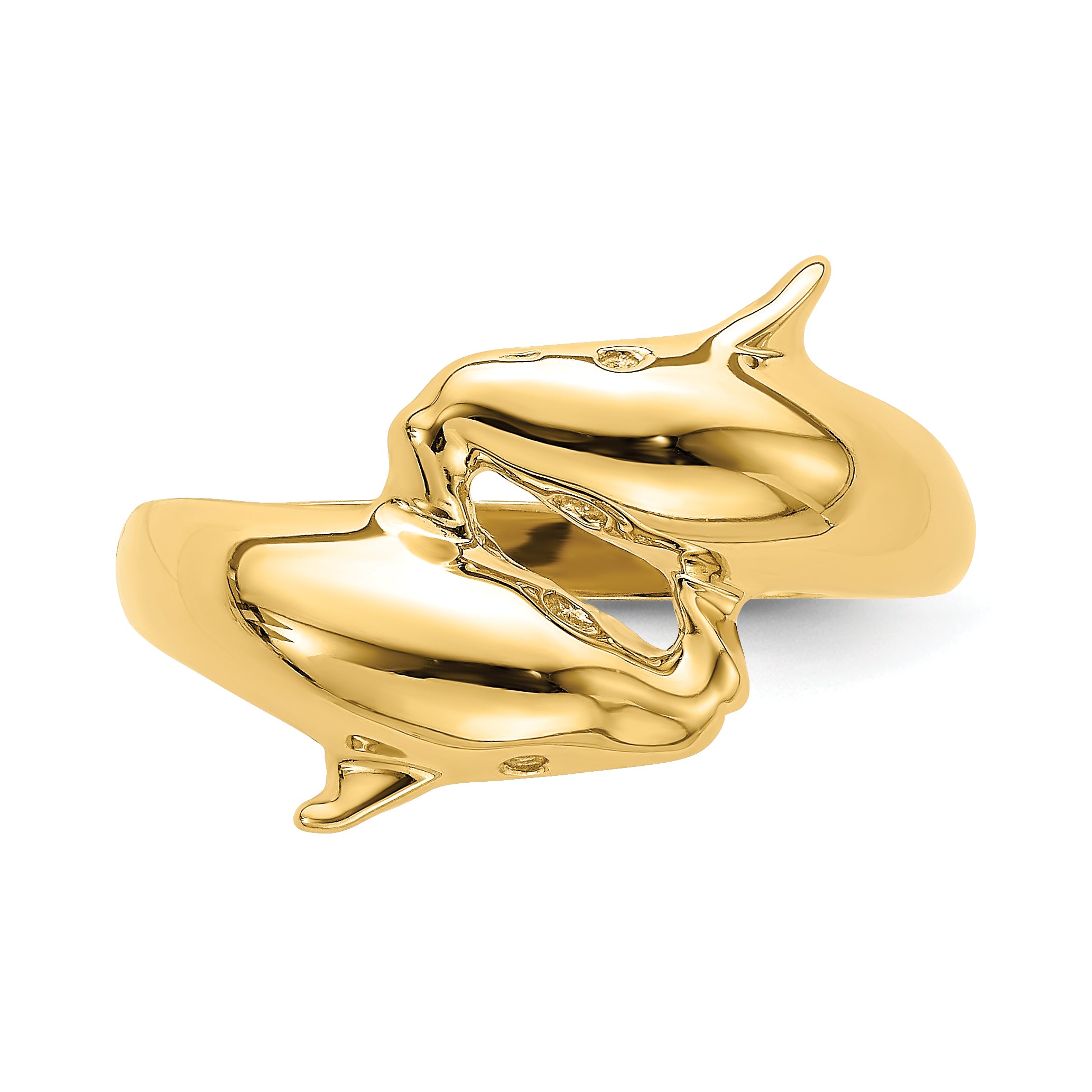 14k Polished Double Dolphin Ring