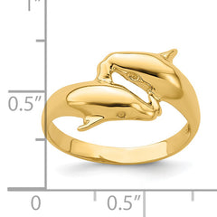 14k Polished Double Dolphin Ring