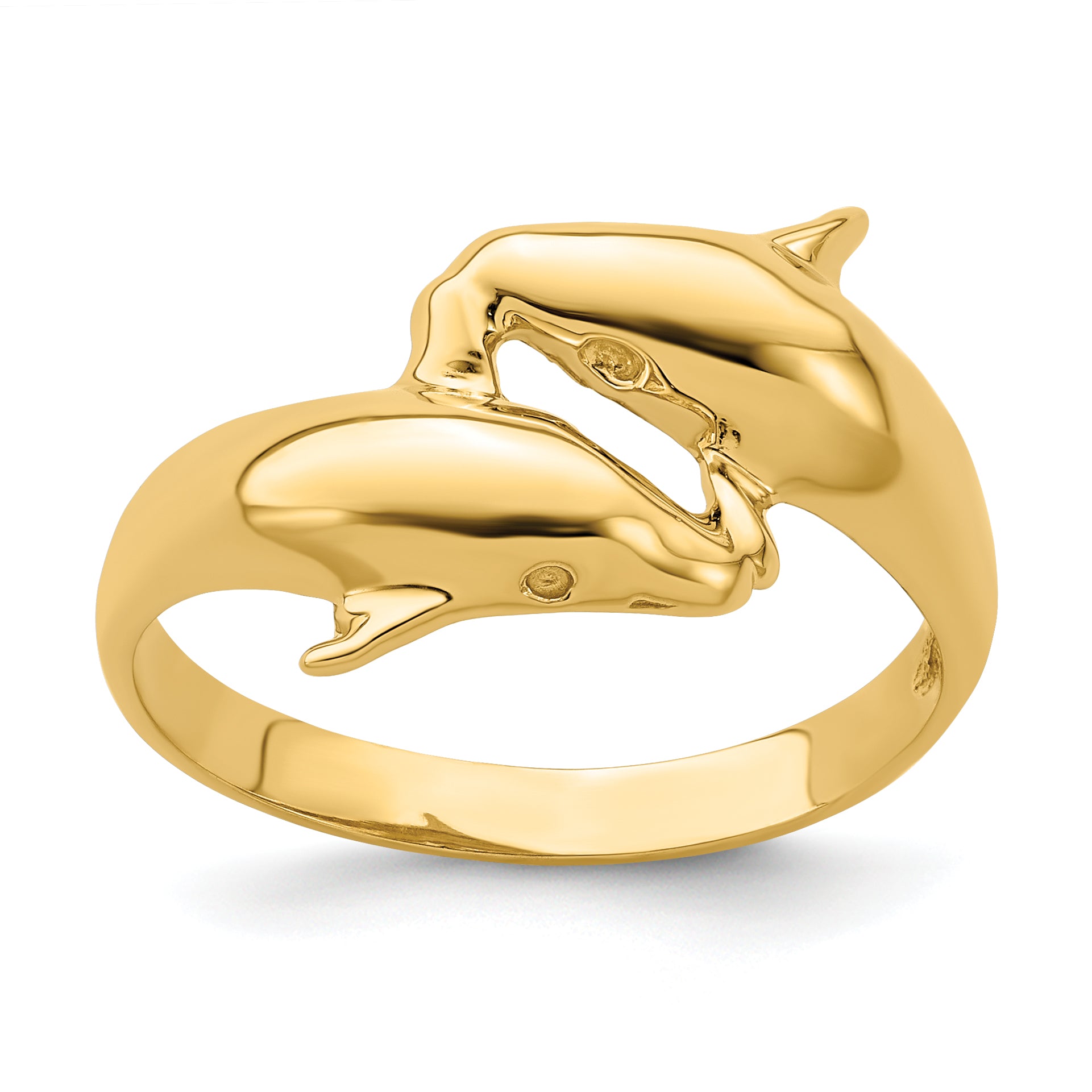 14k Polished Double Dolphin Ring