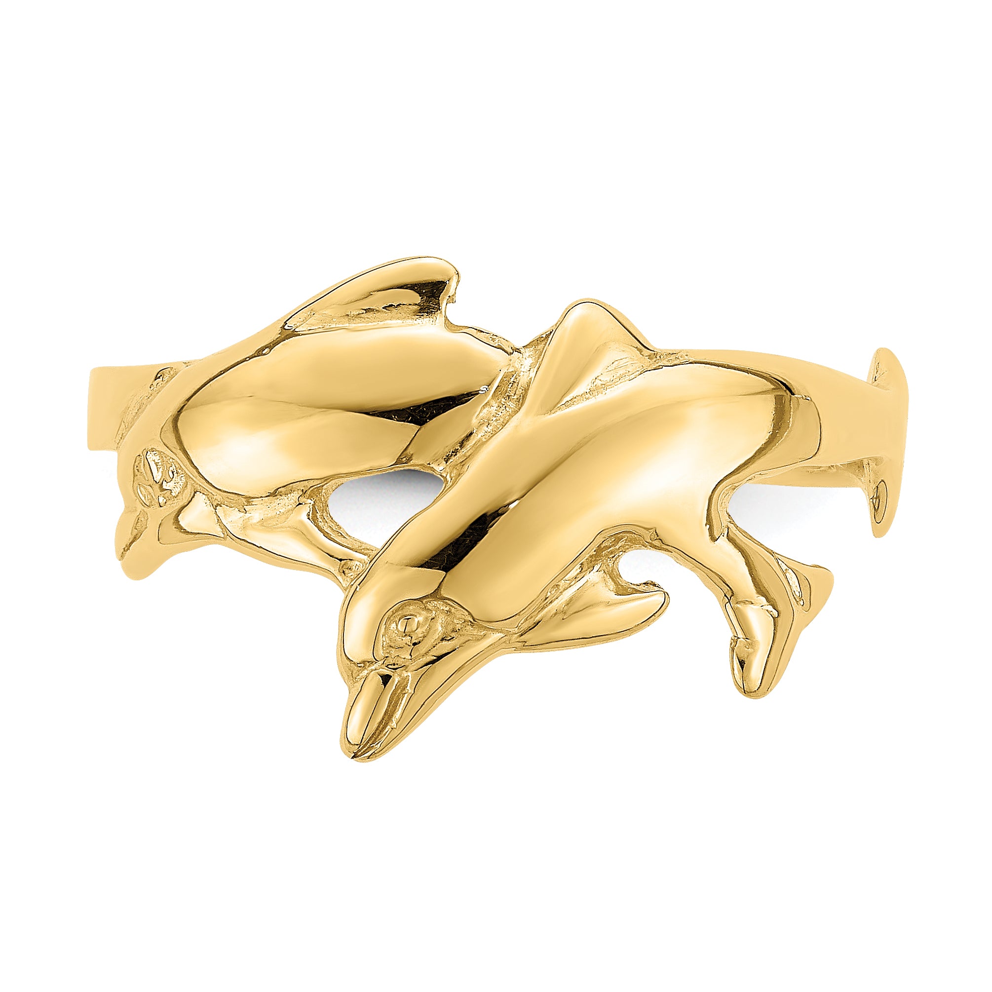 14k Polished Double Dolphin Ring