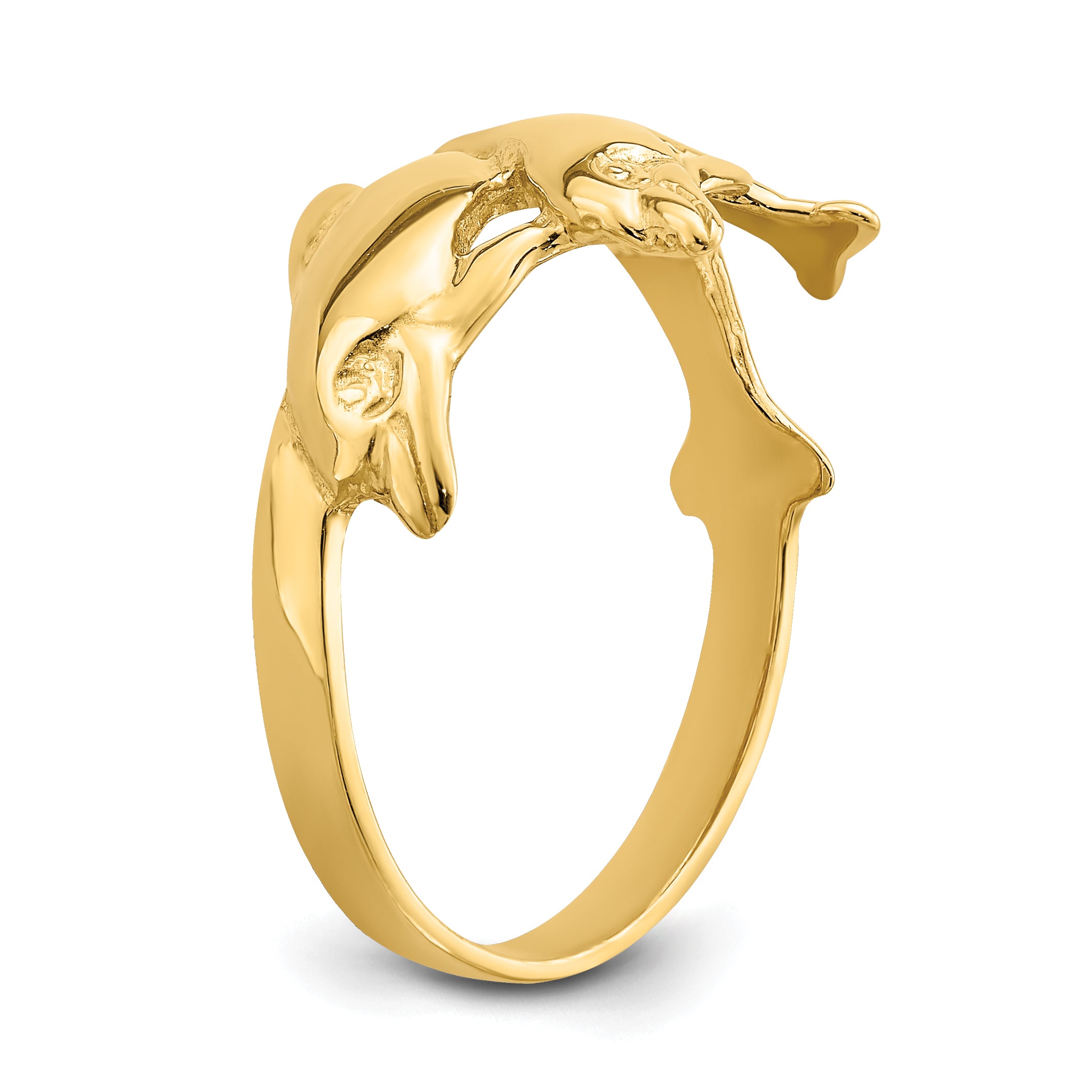 14k Polished Double Dolphin Ring