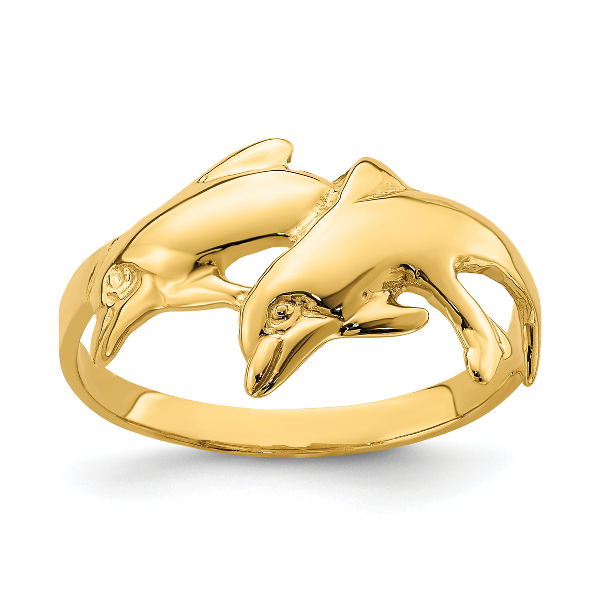 14k Polished Double Dolphin Ring