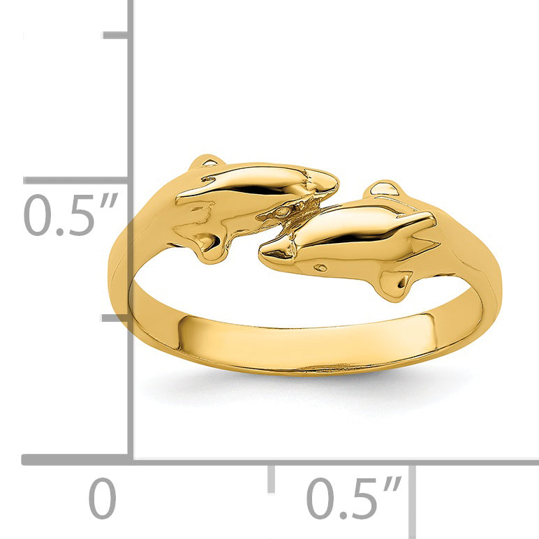 14k Double Dolphins Ring