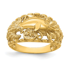 14K Dolphin and Sand Dollar Ring