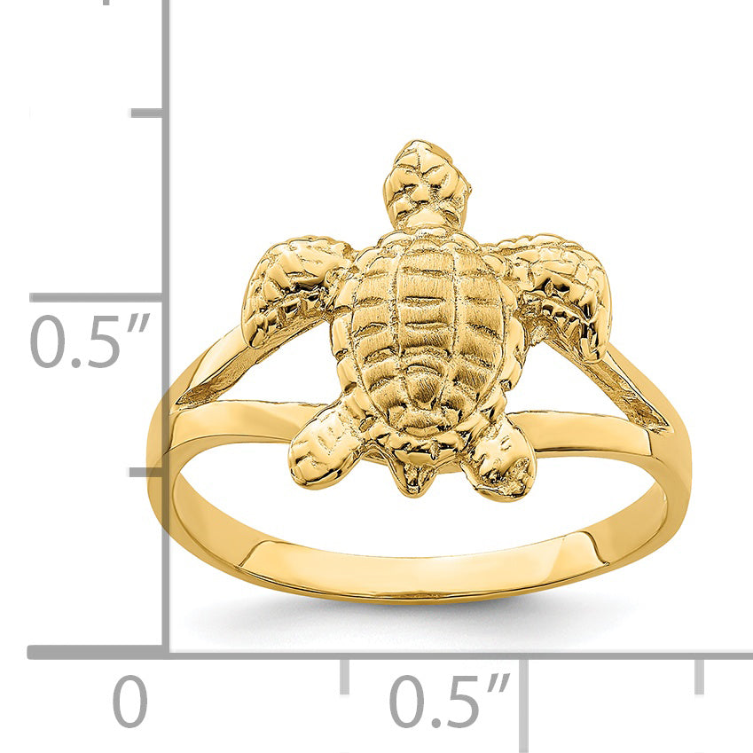 14k Textured Sea Turtle Ring