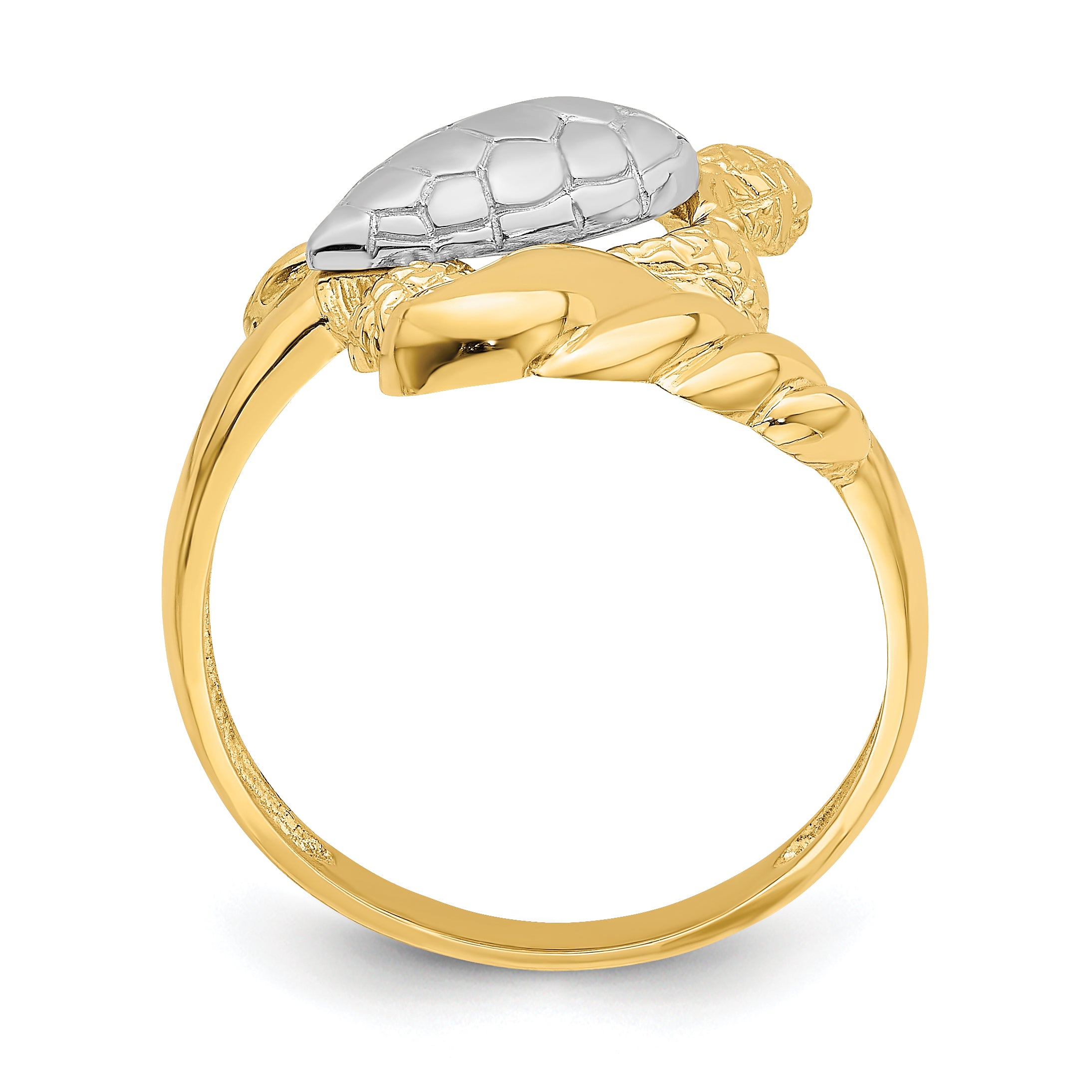 14K With Rhodium Turtle Ring