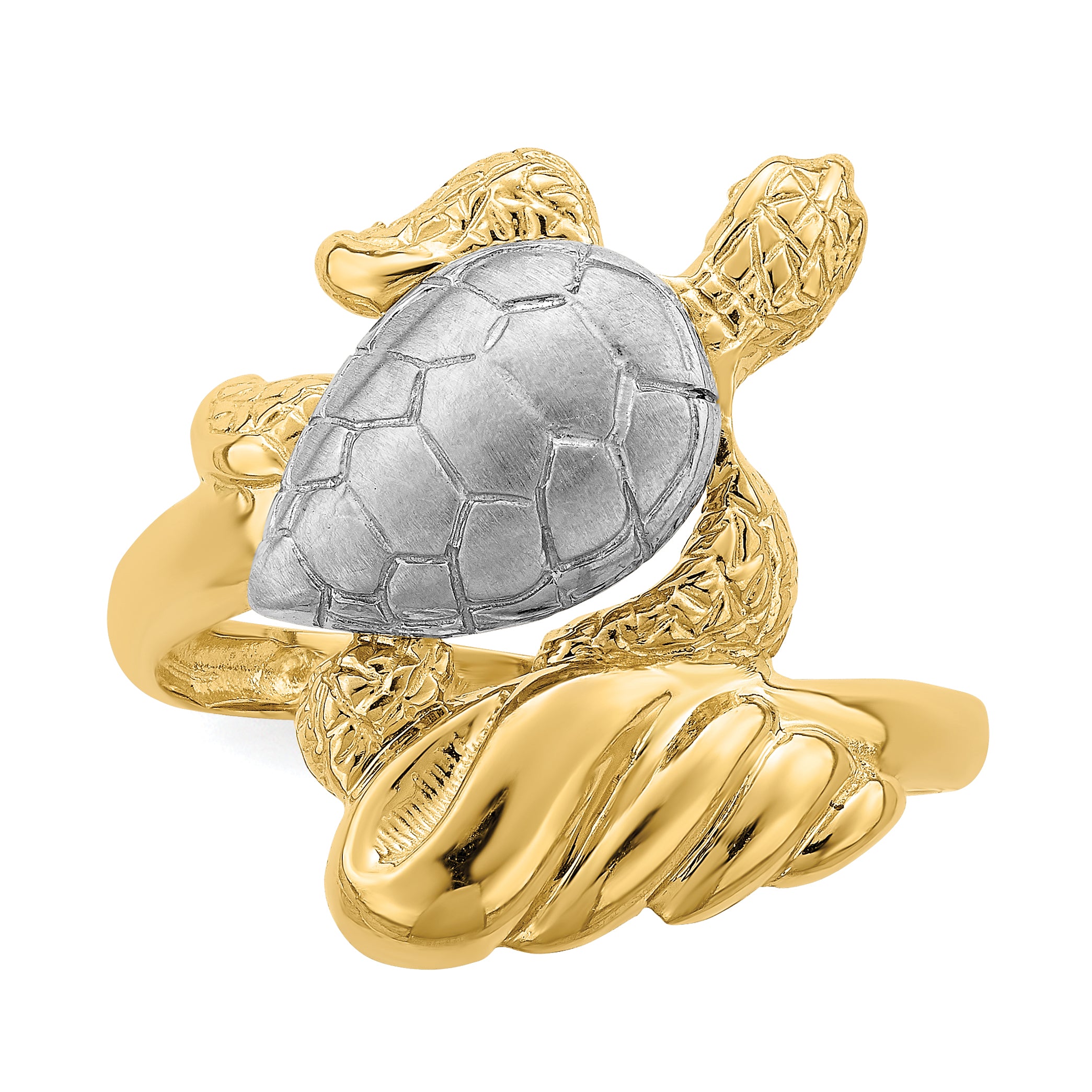 14K With Rhodium Turtle Ring