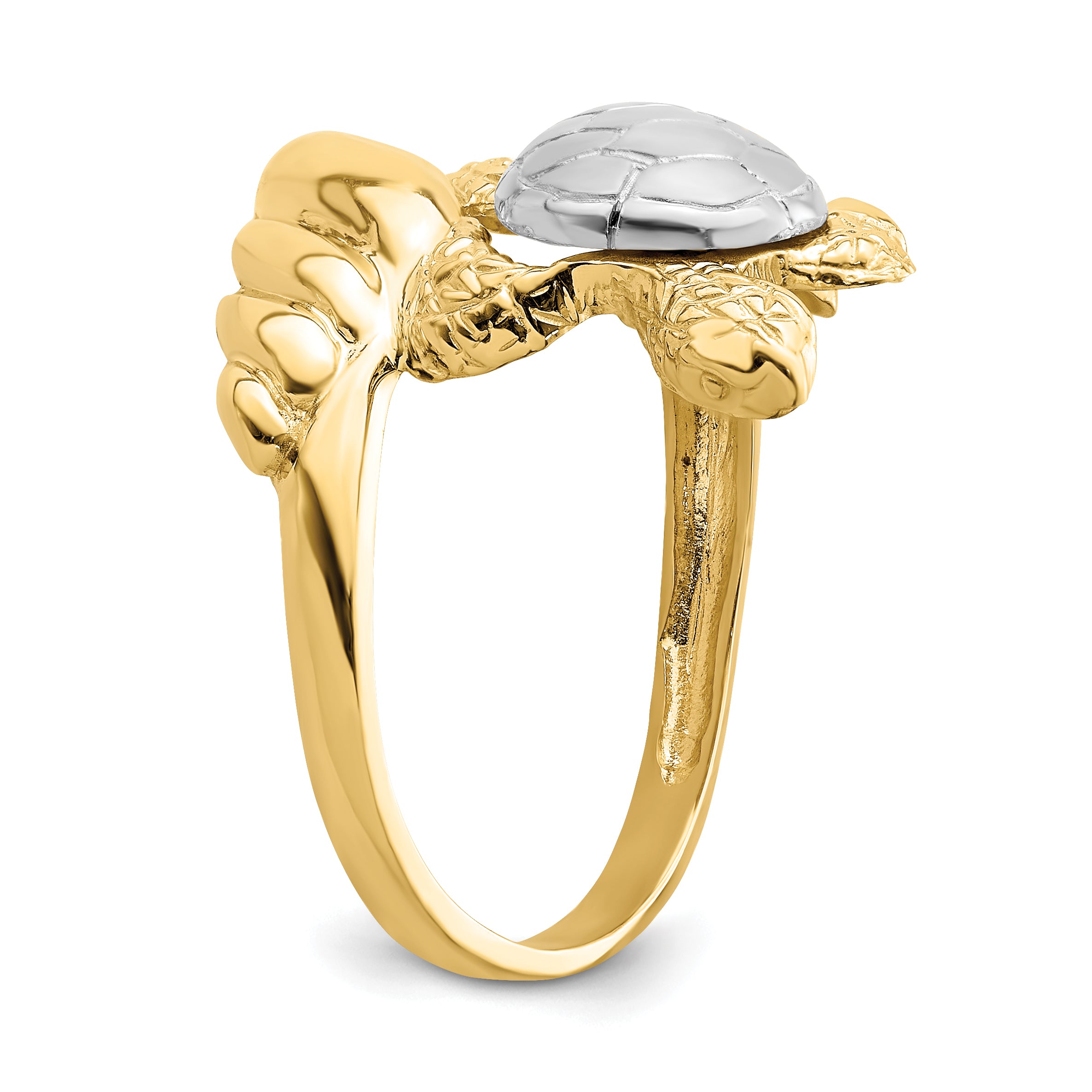 14K With Rhodium Turtle Ring