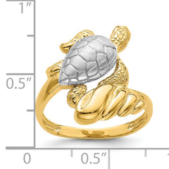 14K With Rhodium Turtle Ring