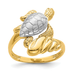 14K With Rhodium Turtle Ring