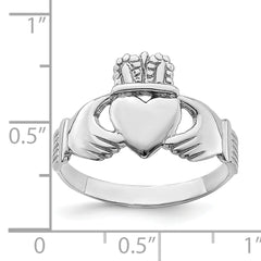 14k White Gold Polished Claddagh Ring