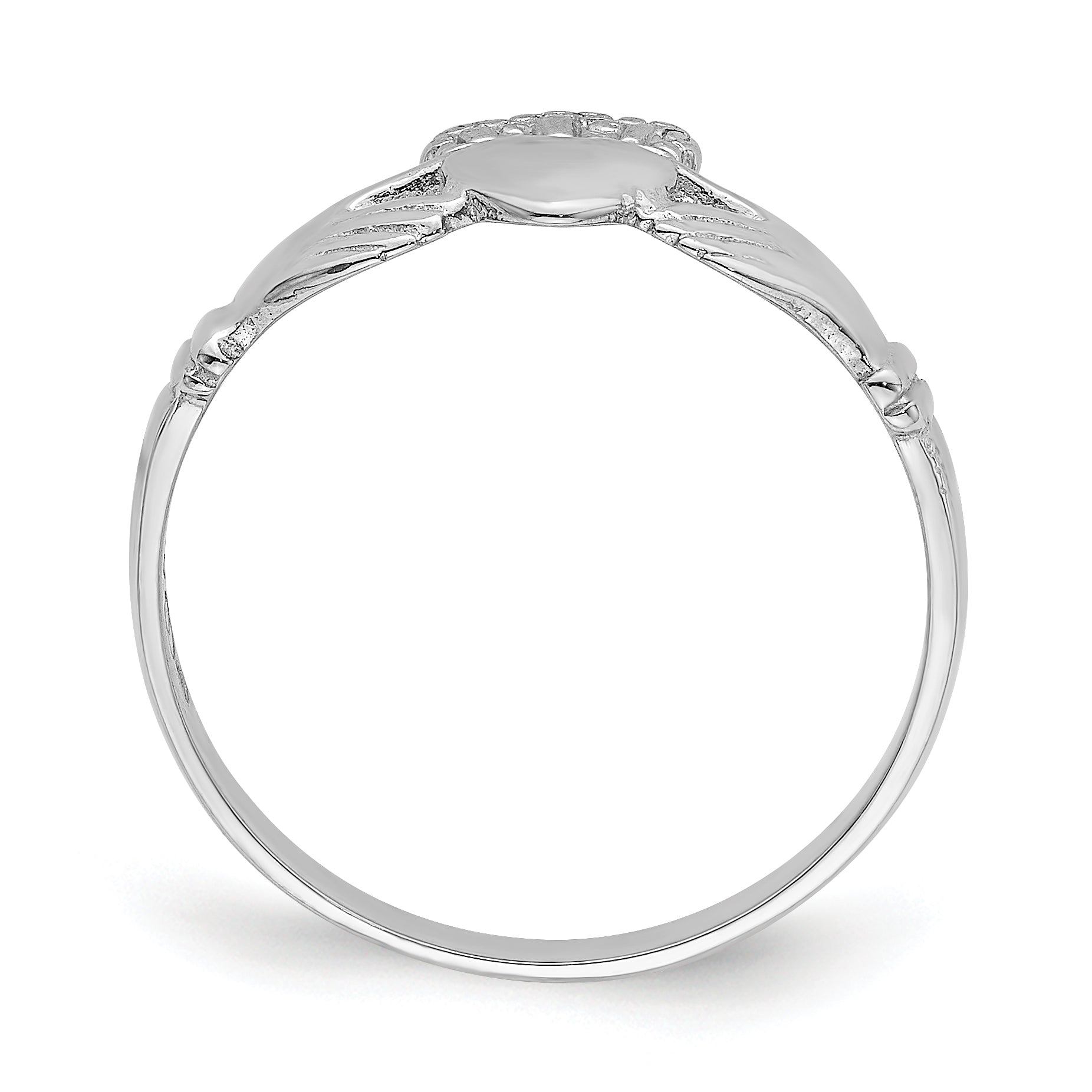 14k White Gold Polished Claddagh Ring