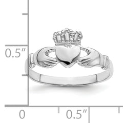 14k White Gold Polished Claddagh Ring