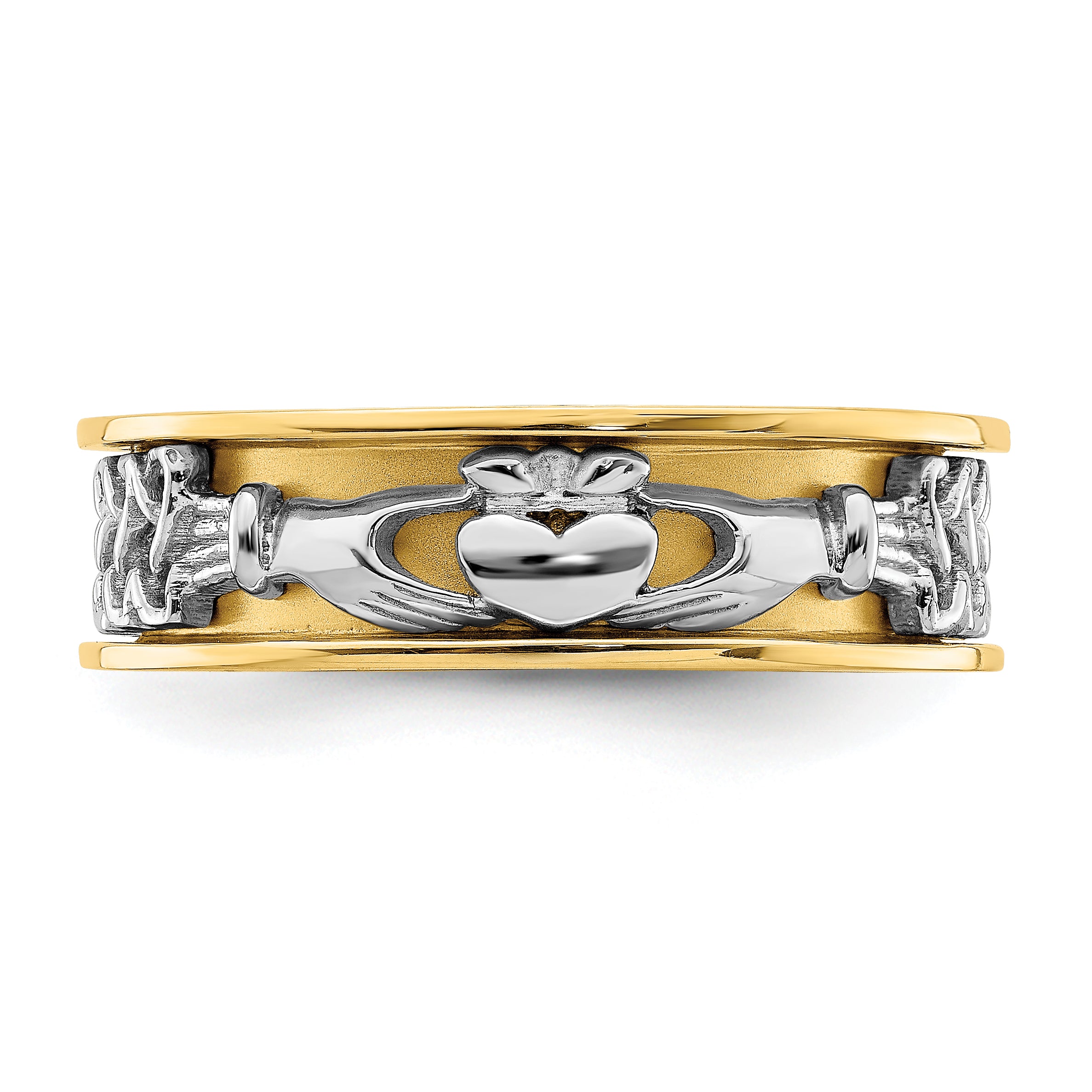 14k Two Tone Claddagh Band