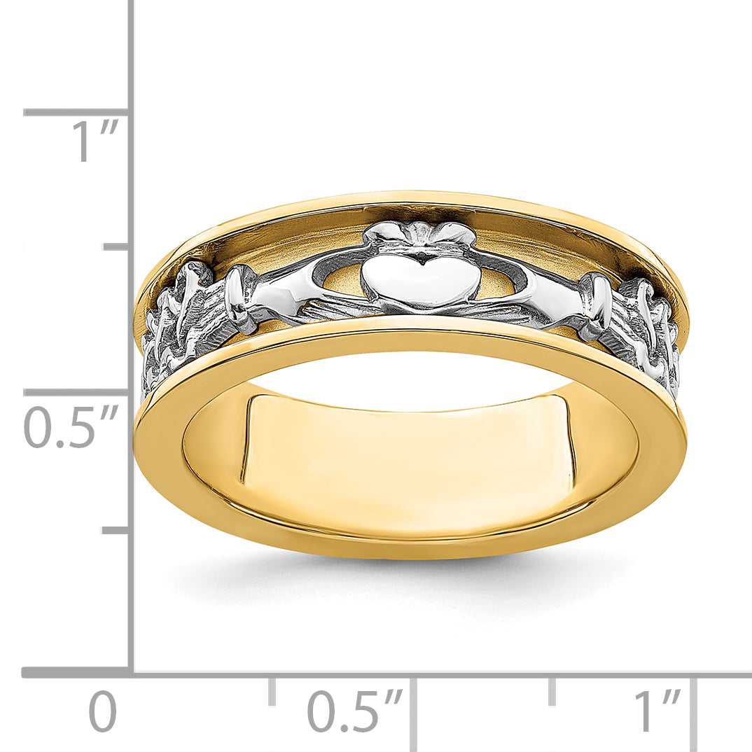 14k Two Tone Claddagh Band