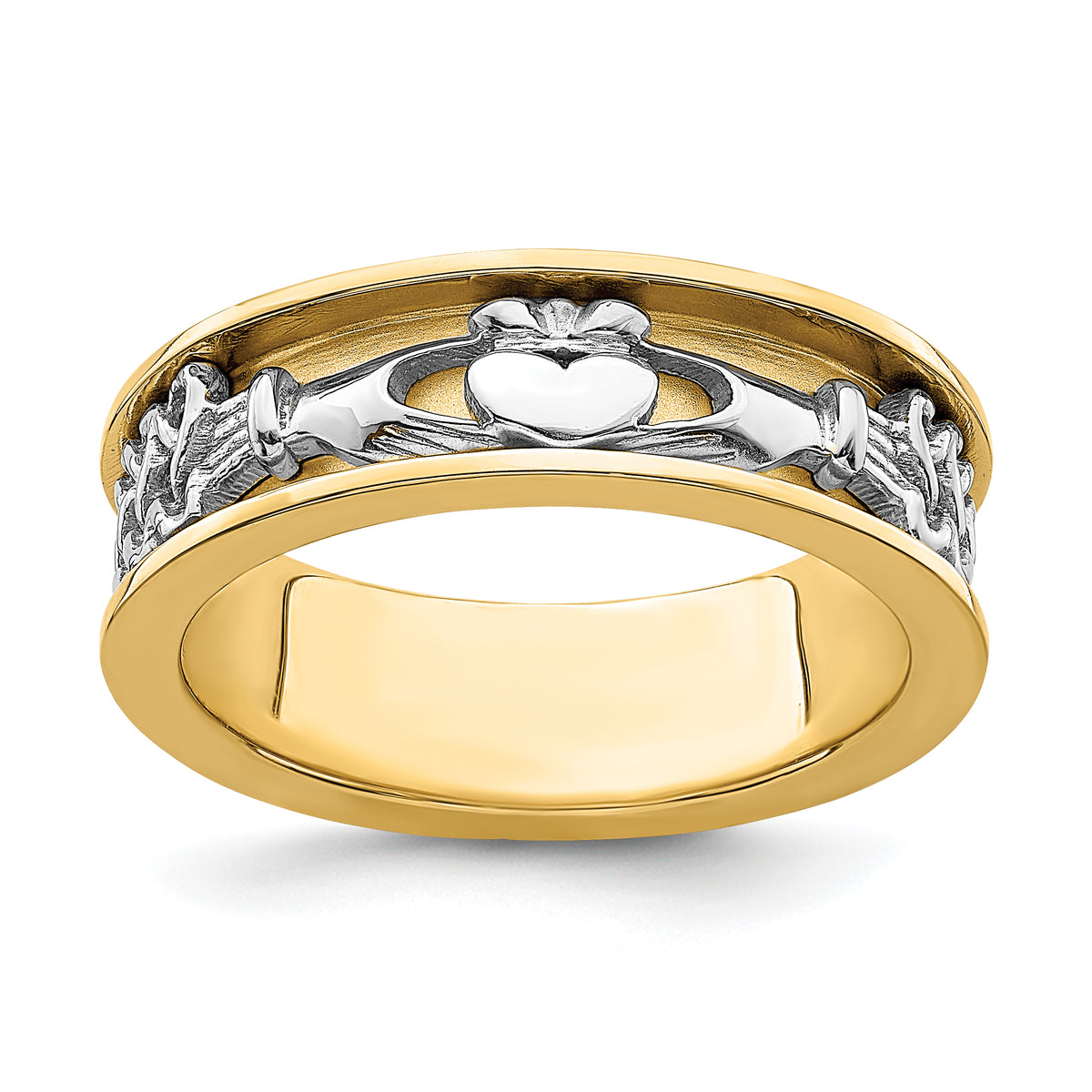 14k Two Tone Claddagh Band