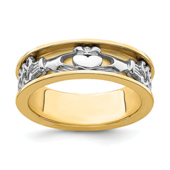 14k Two Tone Claddagh Band