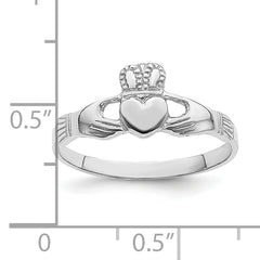 14k White Gold Polished Claddagh Ring