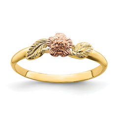 14k Two Tone D/C Leaves With Flower Ring