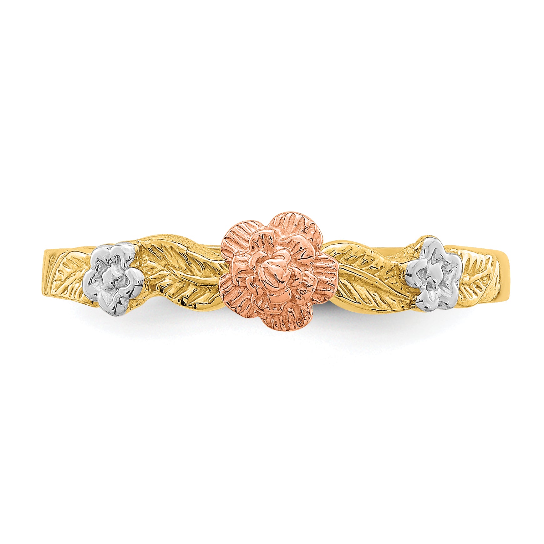 14k Two-Tone WithWhite Rhodium Flower Ring