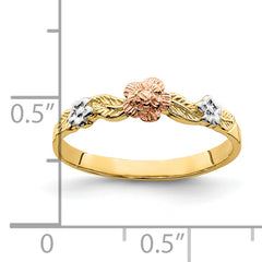 14k Two-Tone WithWhite Rhodium Flower Ring