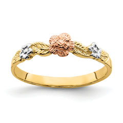 14k Two-Tone WithWhite Rhodium Flower Ring