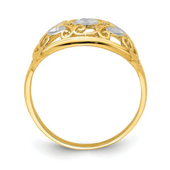 14K WithRhodium D/C Oval Filigree Ring