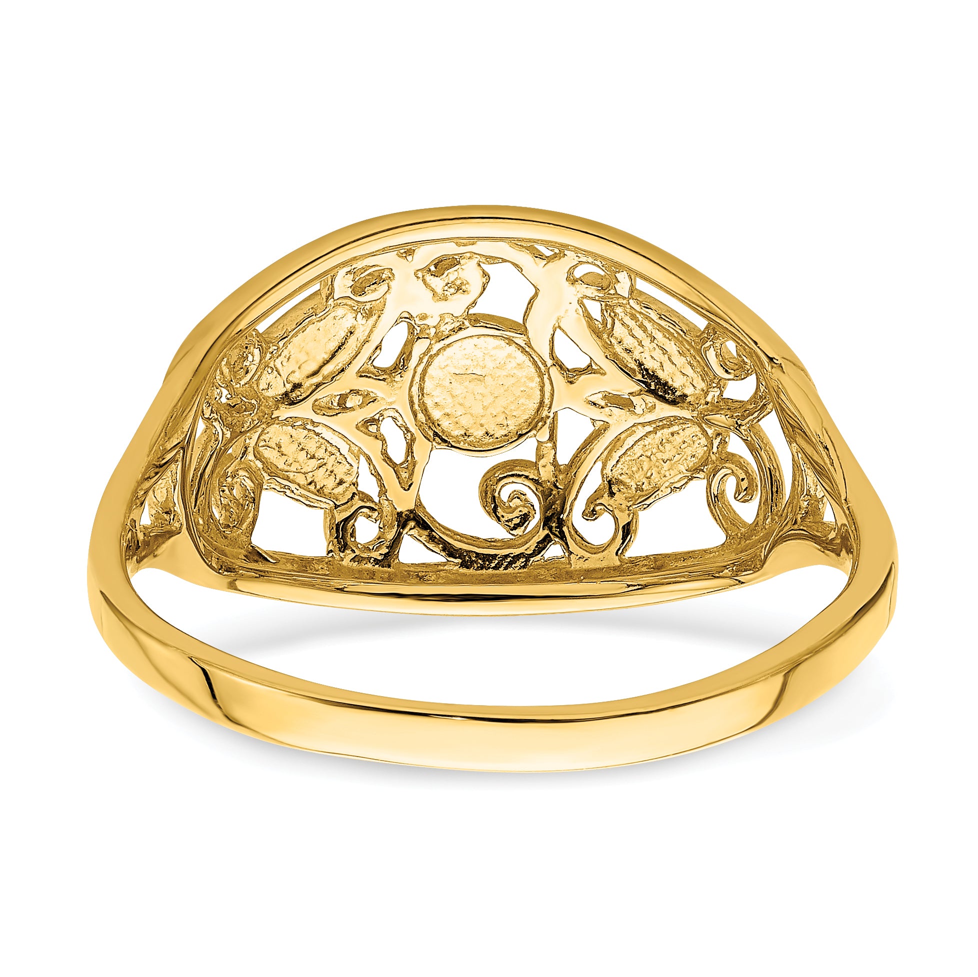 14K WithRhodium D/C Oval Filigree Ring