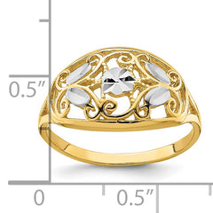 14K WithRhodium D/C Oval Filigree Ring