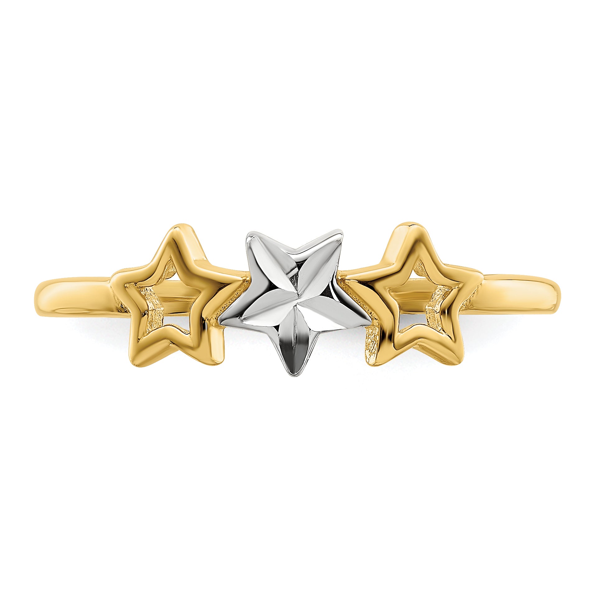 14k WithRhodium 3-star Ring