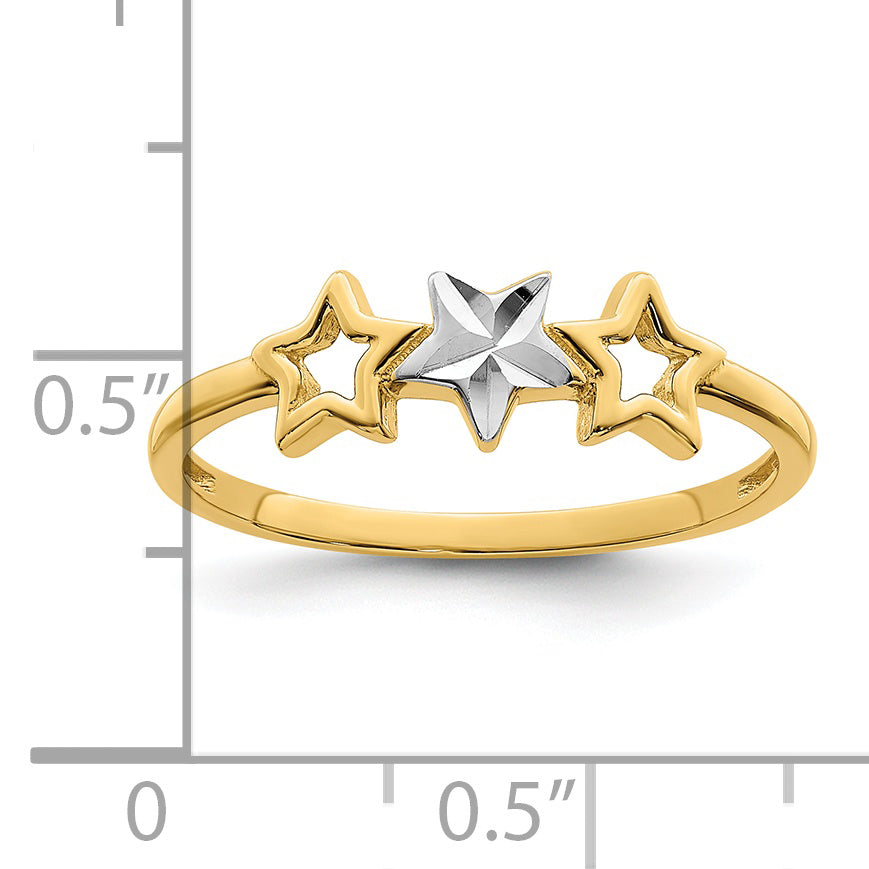 14k WithRhodium 3-star Ring