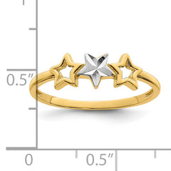 14k WithRhodium 3-star Ring