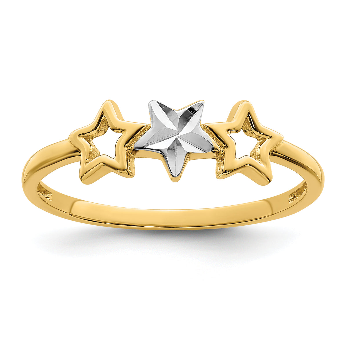 14k WithRhodium 3-star Ring