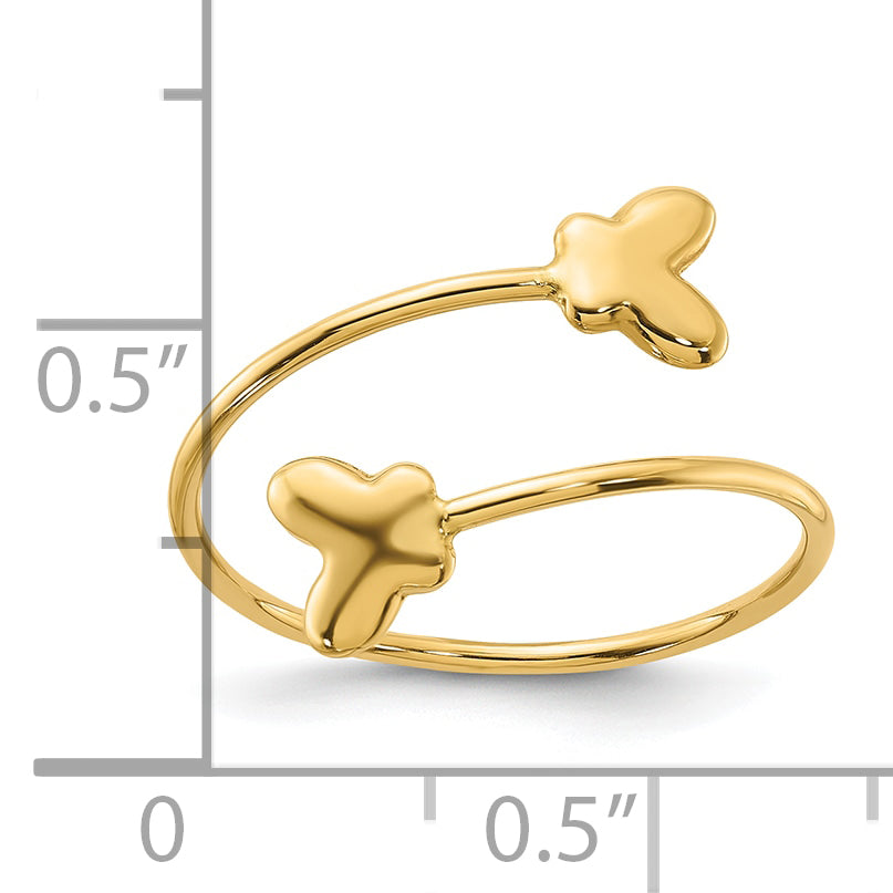 14K Polished Adjustable Butterfly Ring