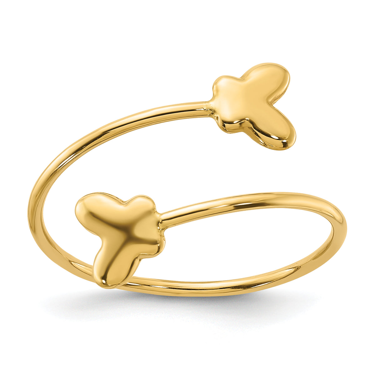 14K Polished Adjustable Butterfly Ring