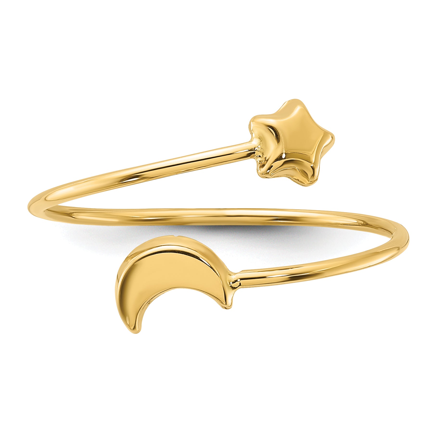 14K Polished Adjustable Moon and Star Ring