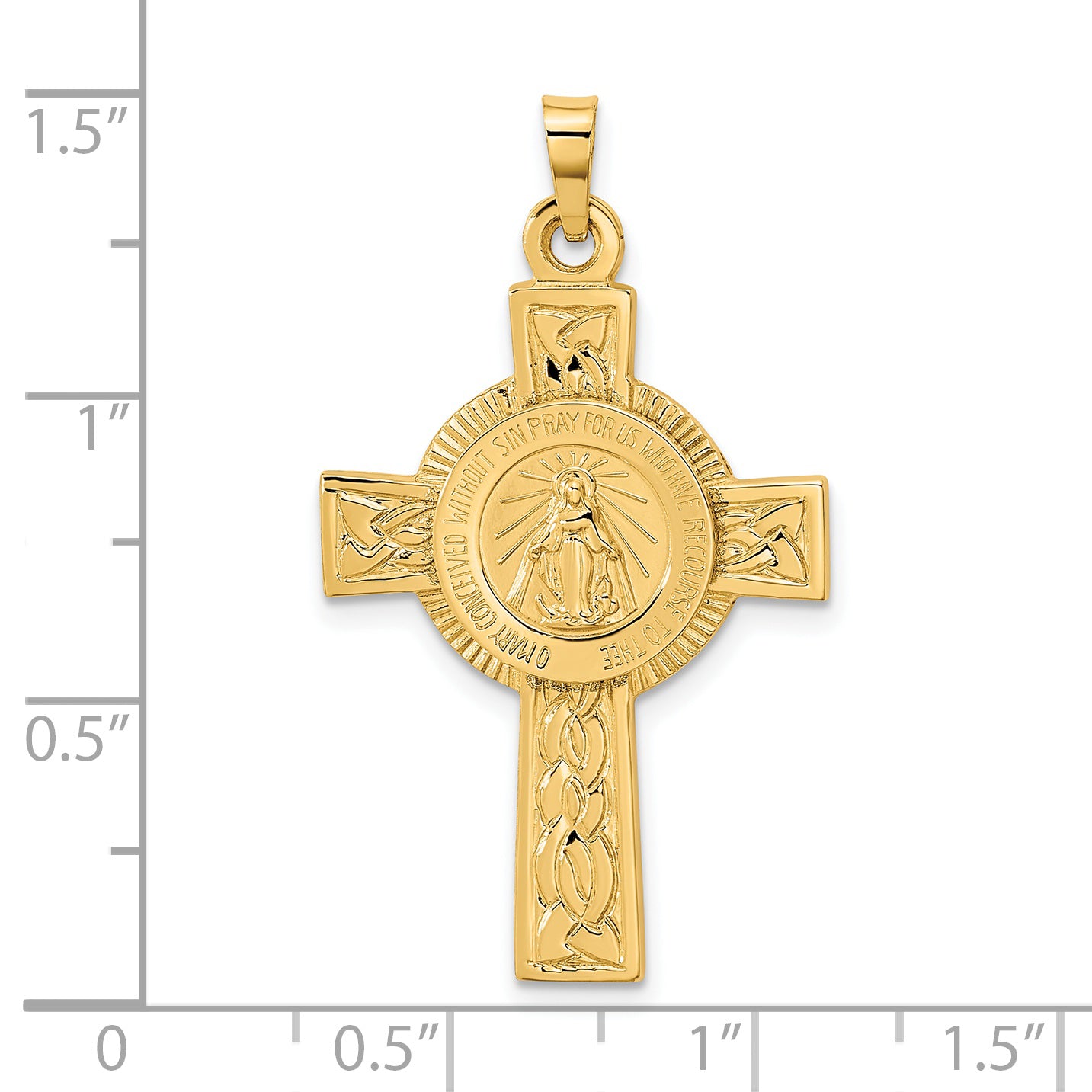 14k Cross with Miraculous Medal Pendant