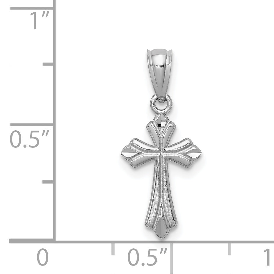 14K White Gold Budded Cross Charm