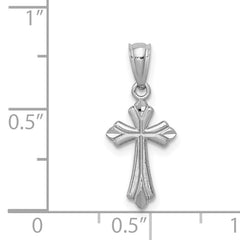 14K White Gold Budded Cross Charm