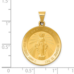 14K Miraculous Medal Hollow Pendant