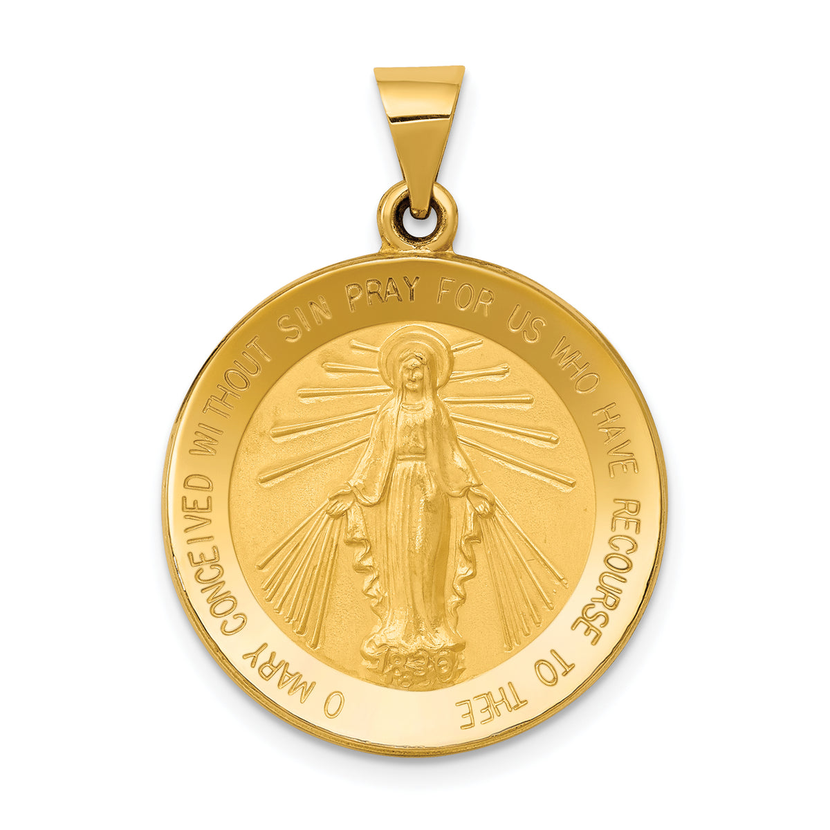 14k Miraculous Medal Hollow Pendant