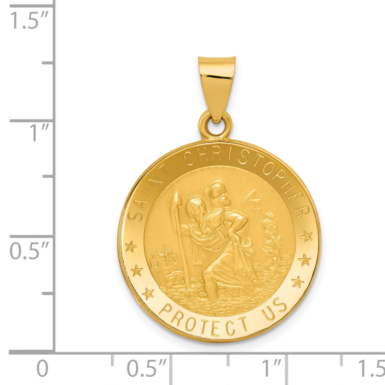 14K Saint Christopher Medal Hollow Pendant